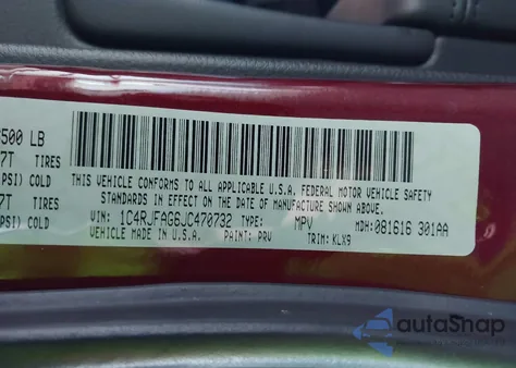 2018 Jeep Grand Cherokee Altitude 4X4 z USA, uszkodzony, nr VIN 1C4RJFAG6JC470732